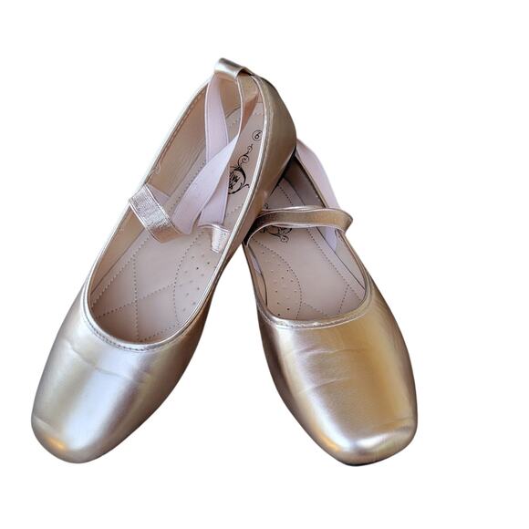 SOLE MATES Gold Metallic Ballerina Flats Size 9 - Picture 6 of 16